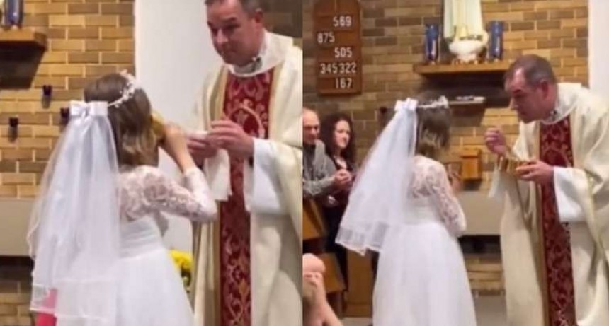 Una ni&ntilde;a se tom&oacute; el vino del c&aacute;liz en su primera Comuni&oacute;n