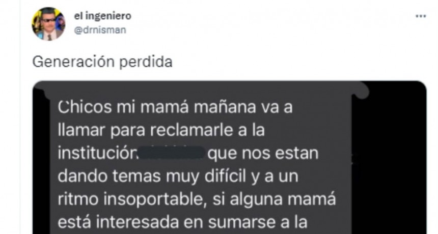 Un estudiante pidi&oacute; a su mam&aacute; que reclame a la facultad porque los temas que le daban eran muy dif&iacute;ciles