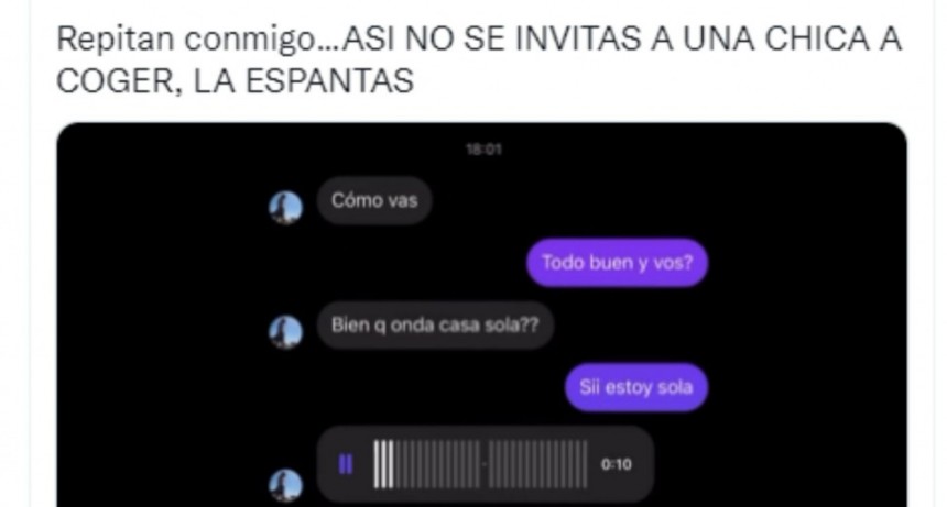 Joven public&oacute; el audio de un chico que le cant&oacute; para proponerle pasar una noche juntos