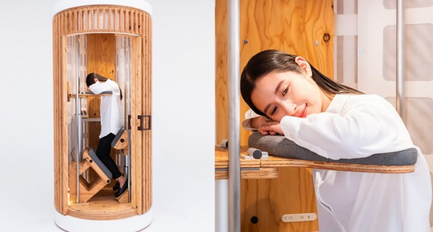 Presentan capsula japonesa para dormir la siesta de parado