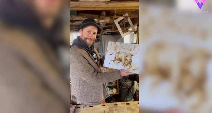 Alem&aacute;n realiza pinturas con esti&eacute;rcol de vaca