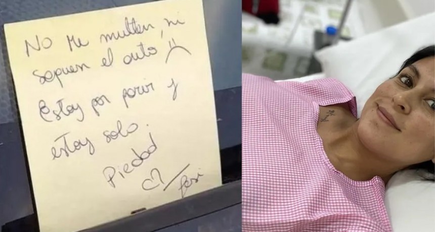 Mujer dej&oacute; un cartel en el auto para que no la multen porque estaba por dar a luz  