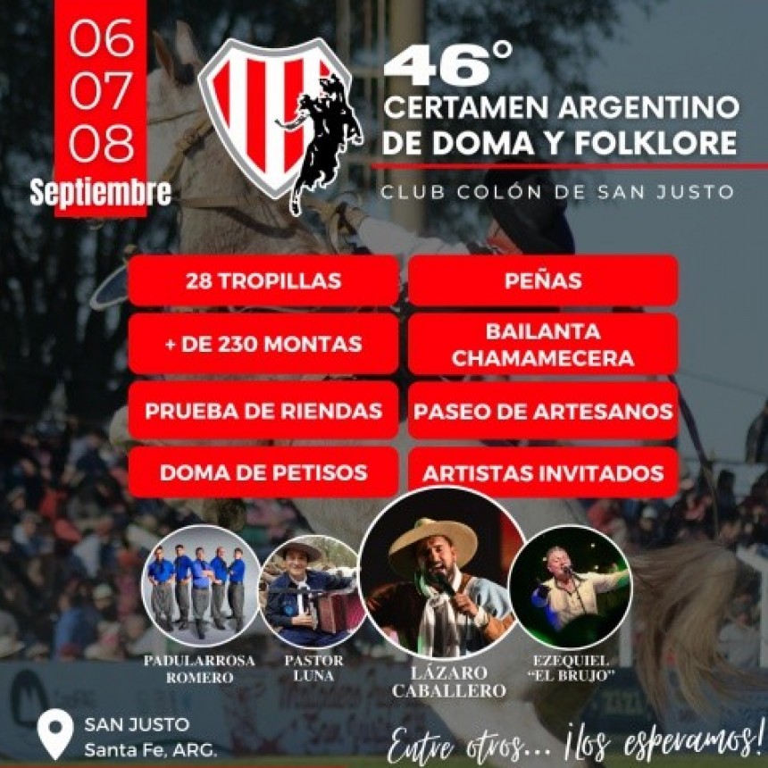 Nueva edici&oacute;n del Certamen Argentino de Doma y Folclore en San Justo