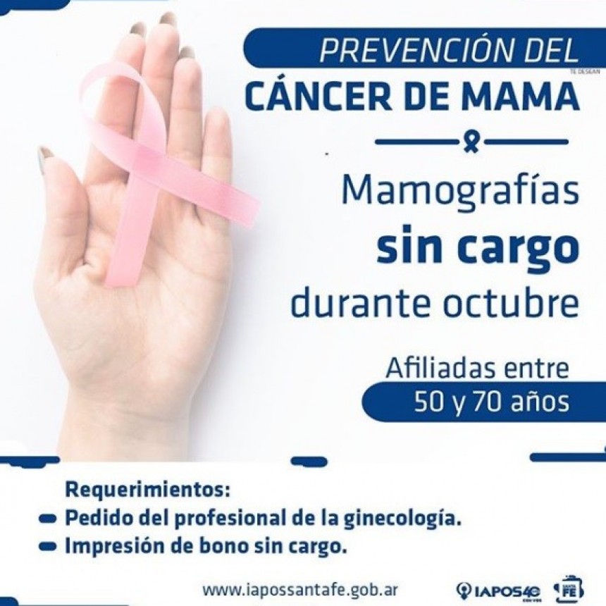 Iapos realiza mamograf&iacute;as sin cargo durante octubre