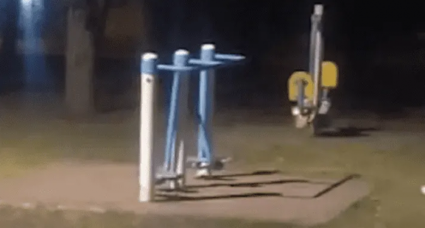 Fantasma "juega" en una plaza de Mar del Plata