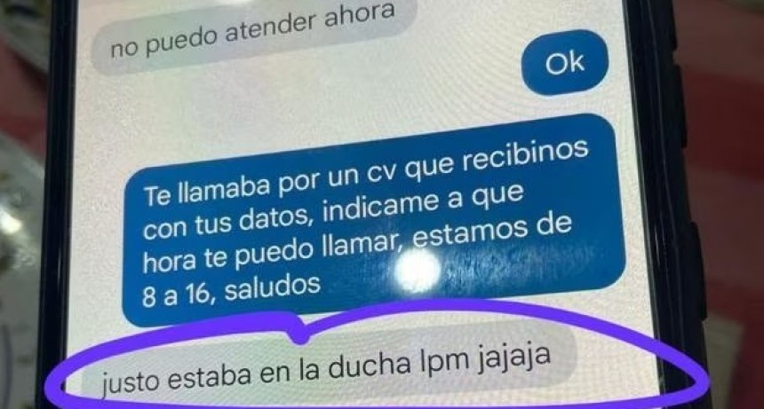 Joven respondi&oacute; que no pudo atender llamado por trabajo porque estaba en la ducha "lpm"