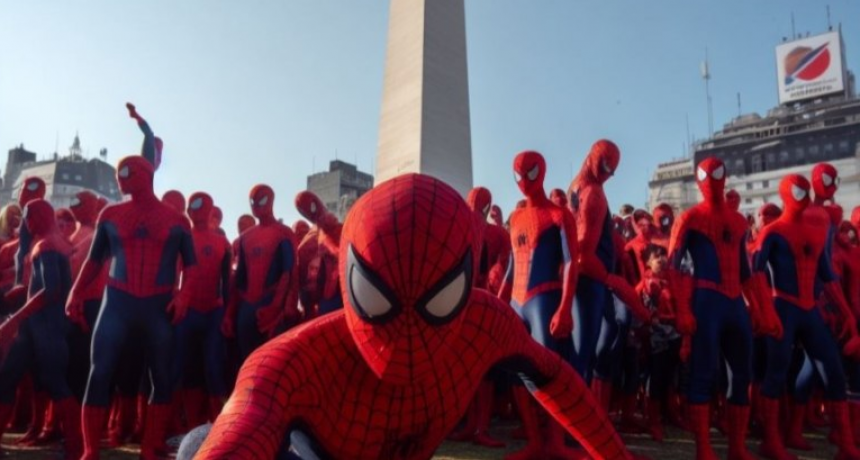 Convenci&oacute;n de spidermans en el obelisco
