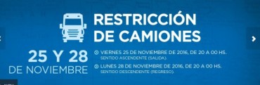 Tr&aacute;nsito restringido para camiones por el fin de semana largo