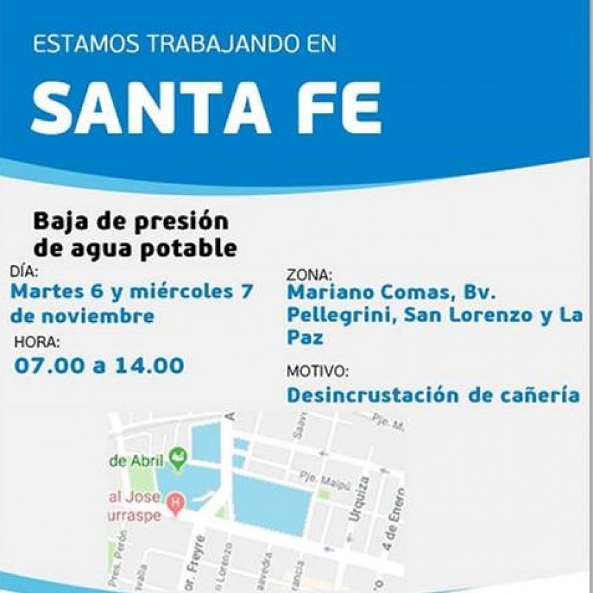 Corte de agua programado para martes y mi&eacute;rcoles en barrio Mariano Comas