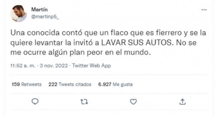 Fierrero propuso como primera cita lavar sus autos