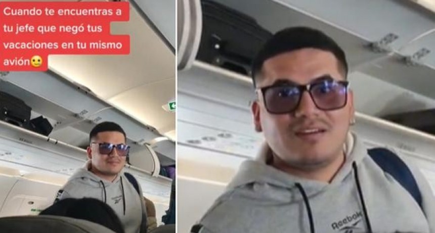 Se encuentra con su jefe en un avi&oacute;n tras negarle vacaciones pero parece ser un video montado