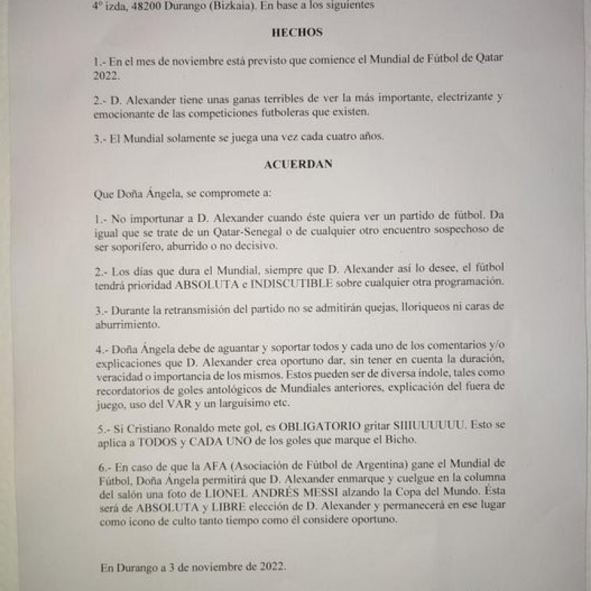 Matrimonio firm&oacute; un contrato para poder ver el Mundial sin interrupciones
