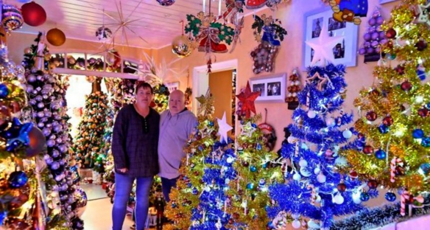 Familia alemana tiene m&aacute;s de 500 &aacute;rboles de navidad en su casa