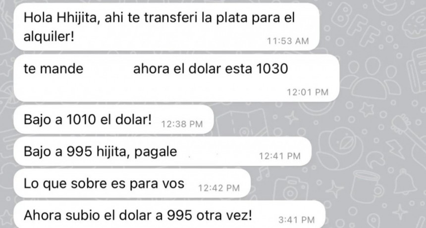 Padre asesora a su hija con el d&oacute;lar para pagar el alquiler